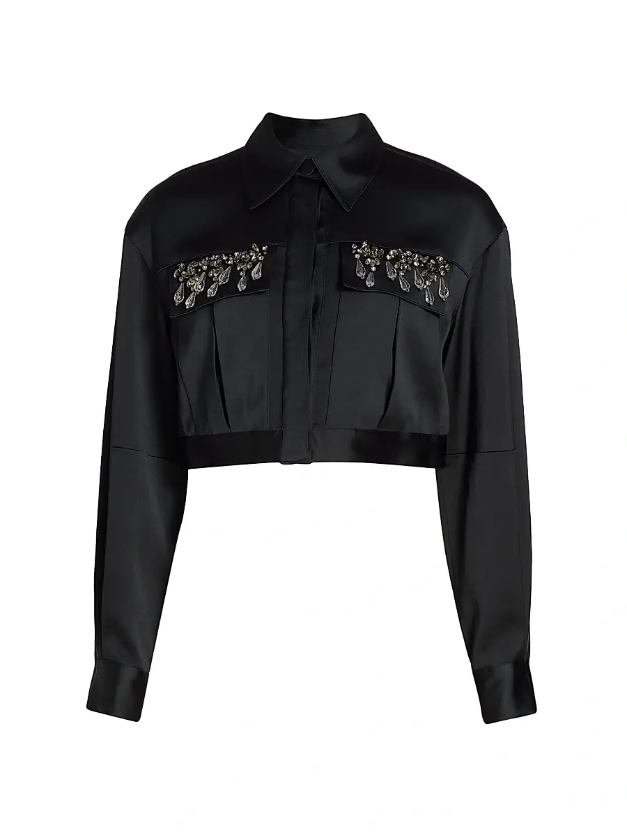 Cinq à Sept Women's Damoni Embellished Crop Jacket | Image 1 Cinq à Sept Women's Damoni Embellished Crop Jacket | Image 1