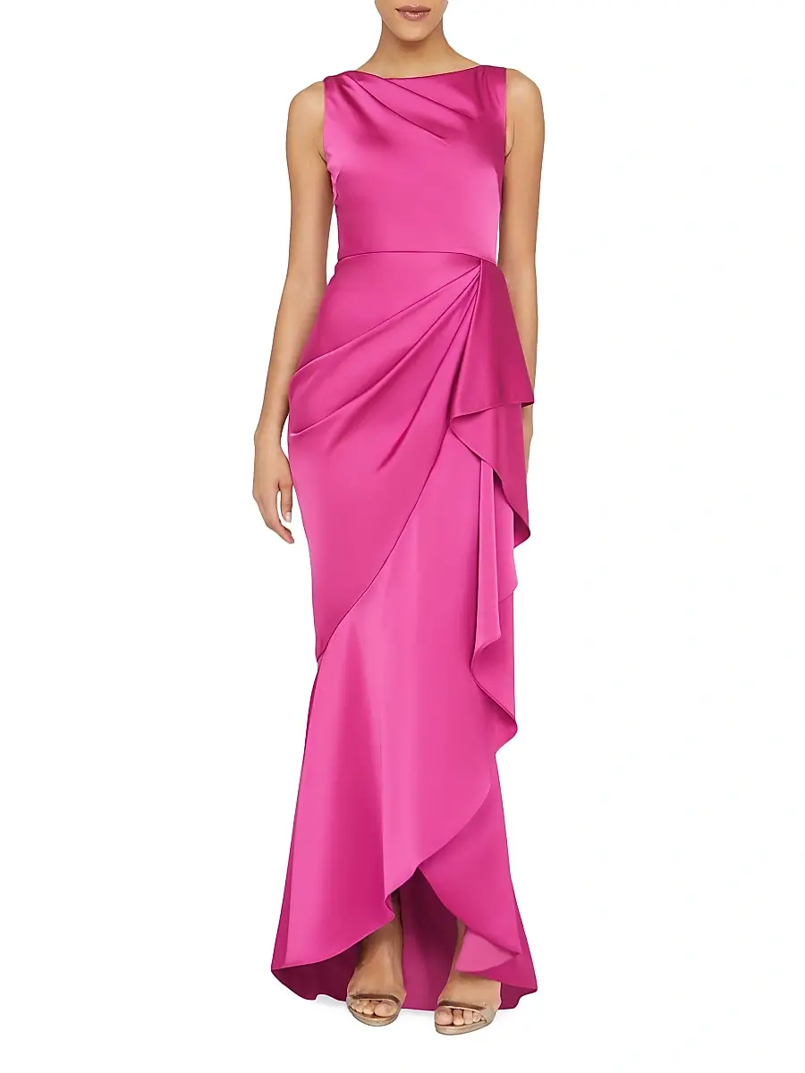THEIA Women's Harper Satin Draped Gown | Thumbnail 2 THEIA Women's Harper Satin Draped Gown | Thumbnail 2
