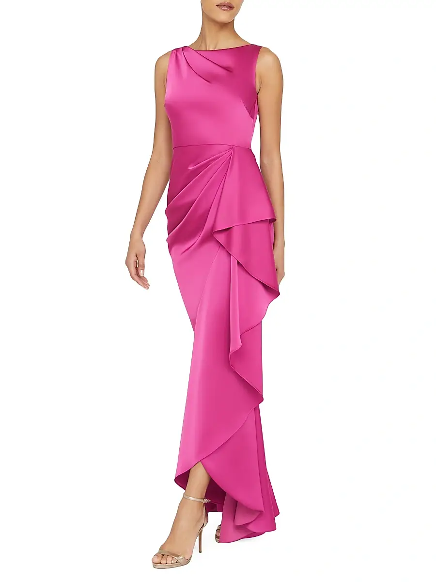 THEIA Women's Harper Satin Draped Gown | Thumbnail 3 THEIA Women's Harper Satin Draped Gown | Thumbnail 3