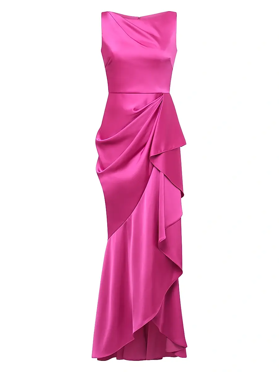 Theia Women's Harper Satin Draped Gown - Shadow Rose | Image 1 Theia Women's Harper Satin Draped Gown - Shadow Rose | Image 1