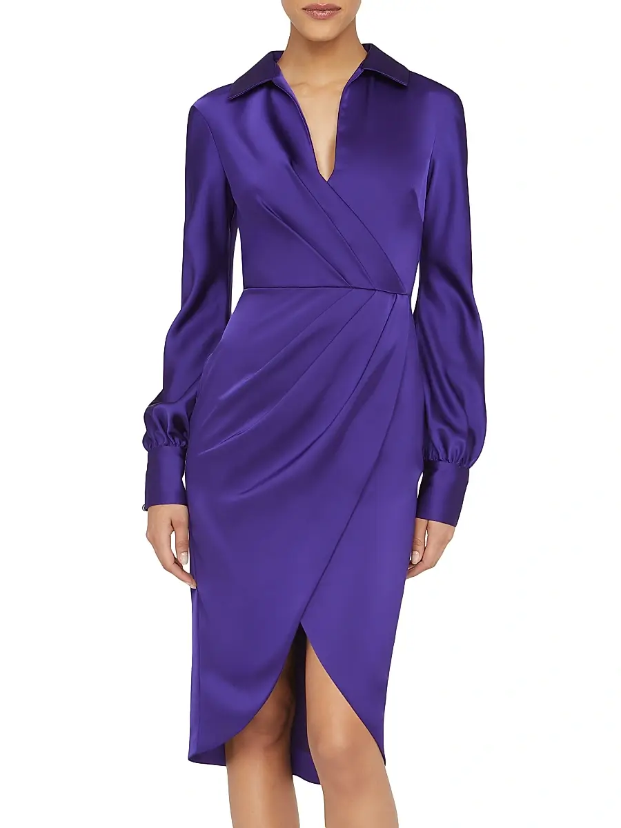 THEIA Women's Steph Satin Sheath Shirtdress | Thumbnail 2