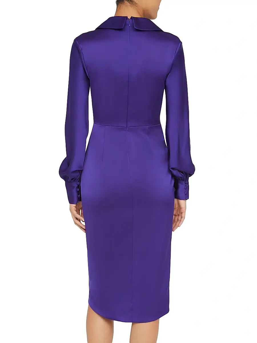 THEIA Women's Steph Satin Sheath Shirtdress | Thumbnail 6
