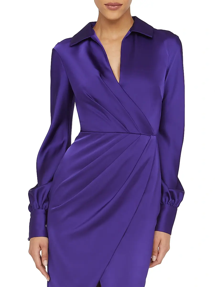 THEIA Women's Steph Satin Sheath Shirtdress | Thumbnail 7