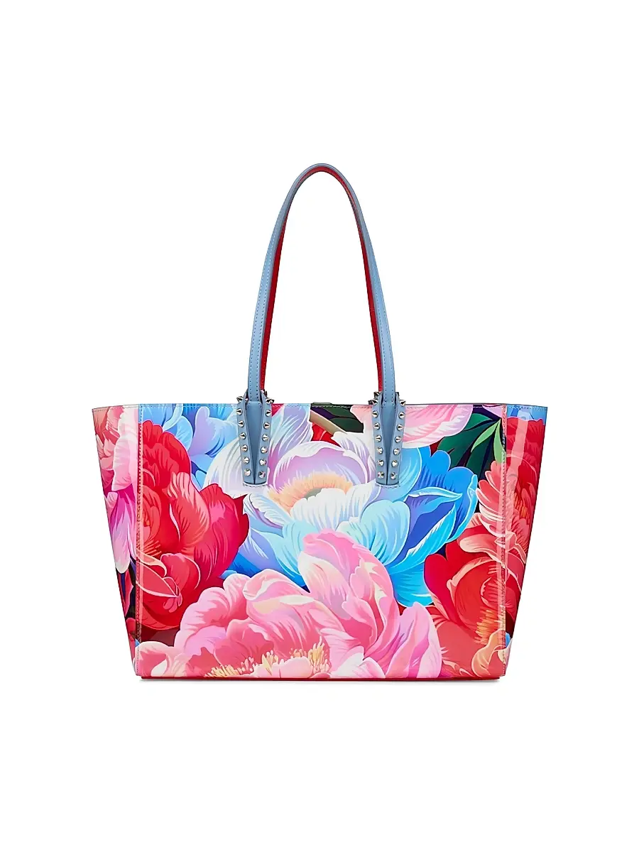 Christian Louboutin Women's Cabata Peonies Printed Leather Tote Bag | Image 1 Christian Louboutin Women's Cabata Peonies Printed Leather Tote Bag | Image 1