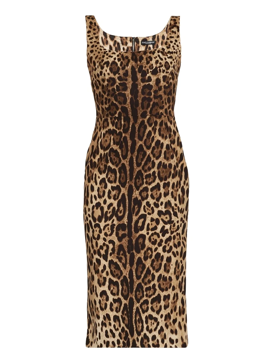 Women's Leopard-Print Stretch-Silk Midi-Dress Women's Leopard-Print Stretch-Silk Midi-Dress