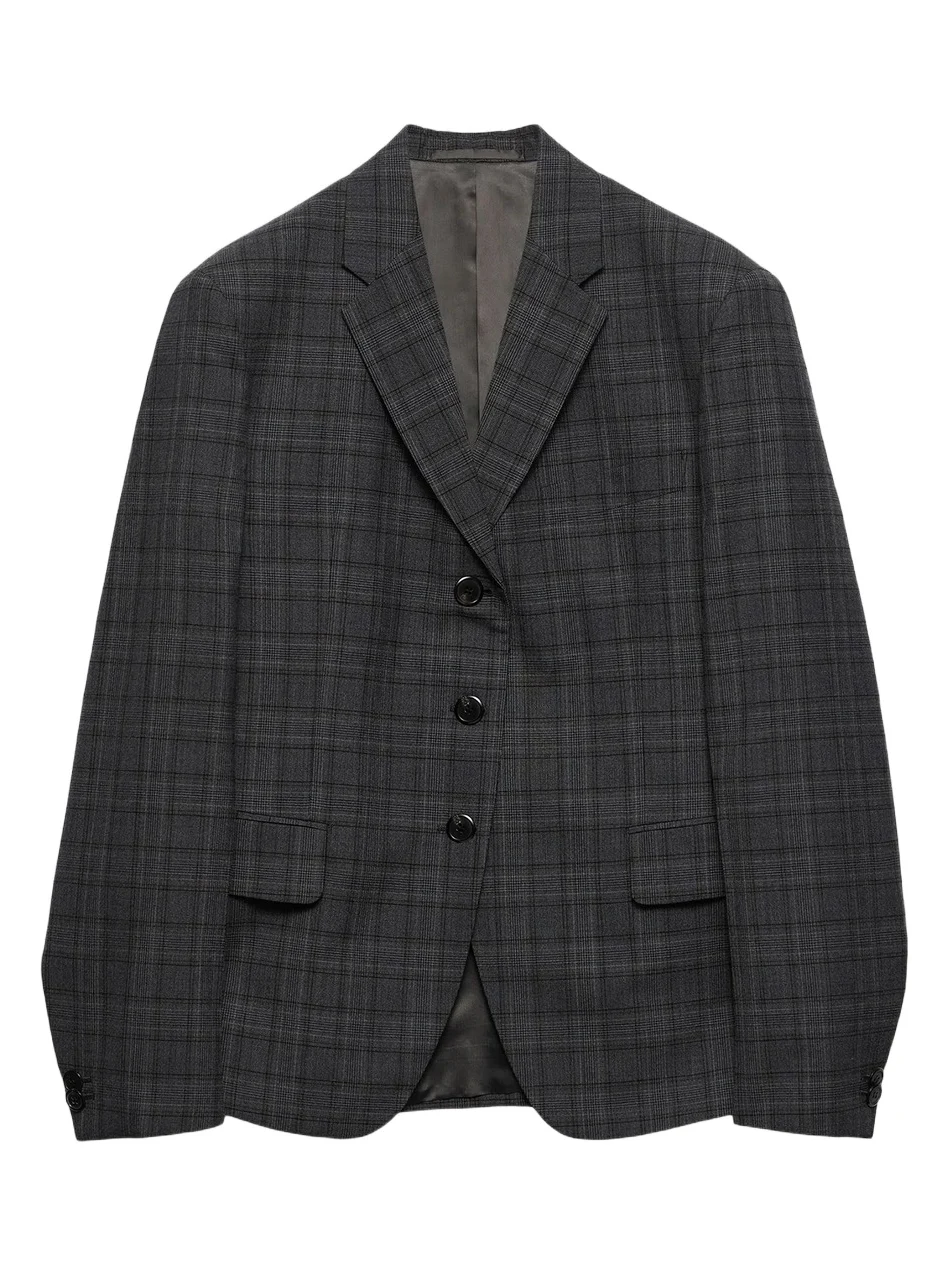 Women's Single-Breasted Prince of Wales Checked Wool Jacket
