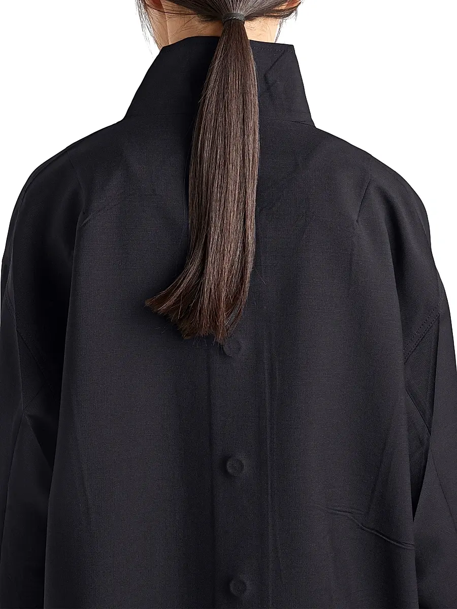 Prada Women's Kid Mohair and Poplin Jacket - Blue | Thumbnail 5