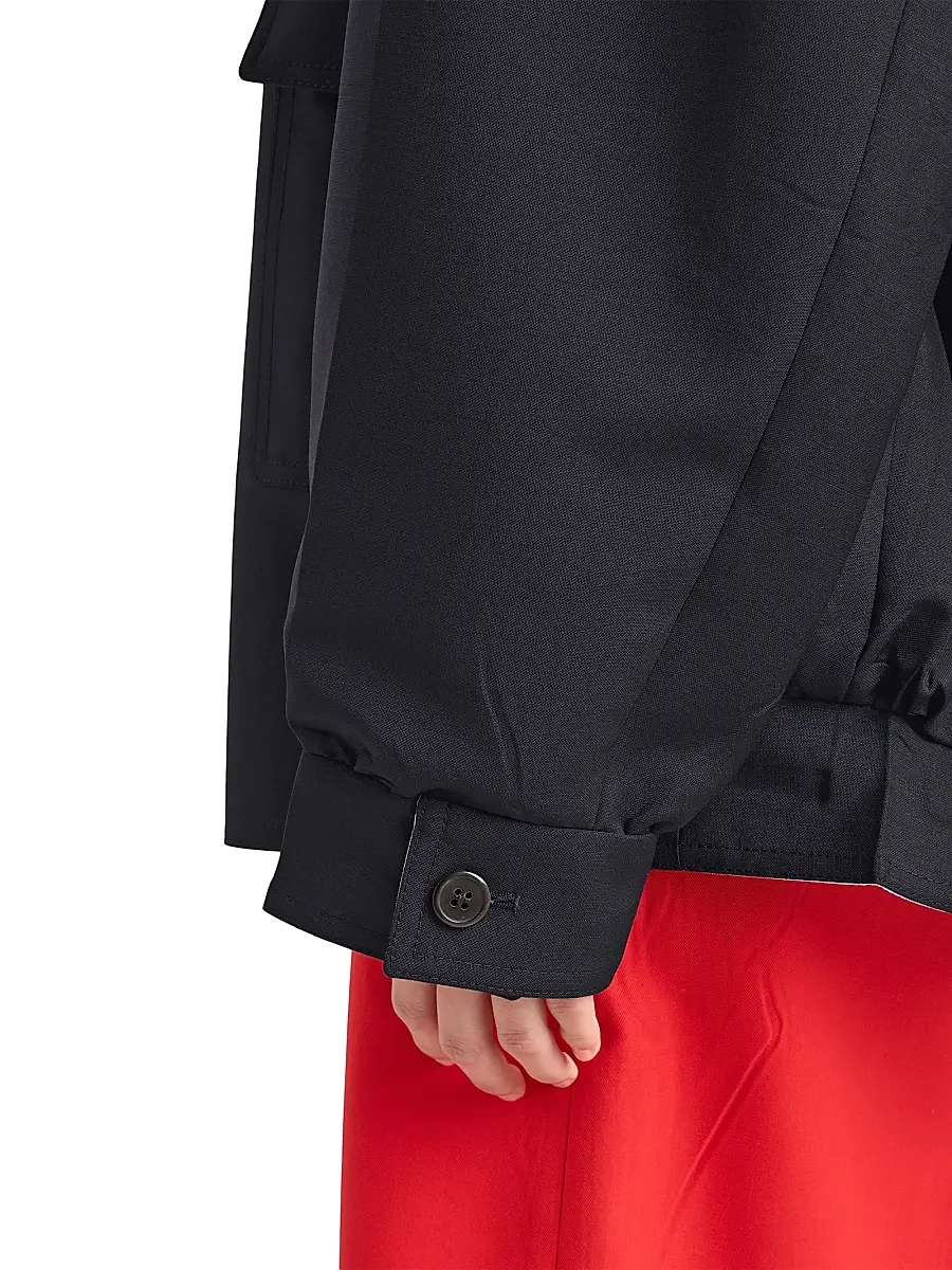 Prada Women's Kid Mohair and Poplin Jacket - Blue | Thumbnail 6