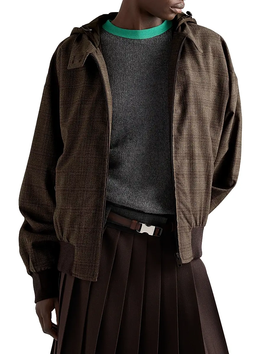 Prada Women's Prince of Wales Checked Wool Jacket | Thumbnail 2