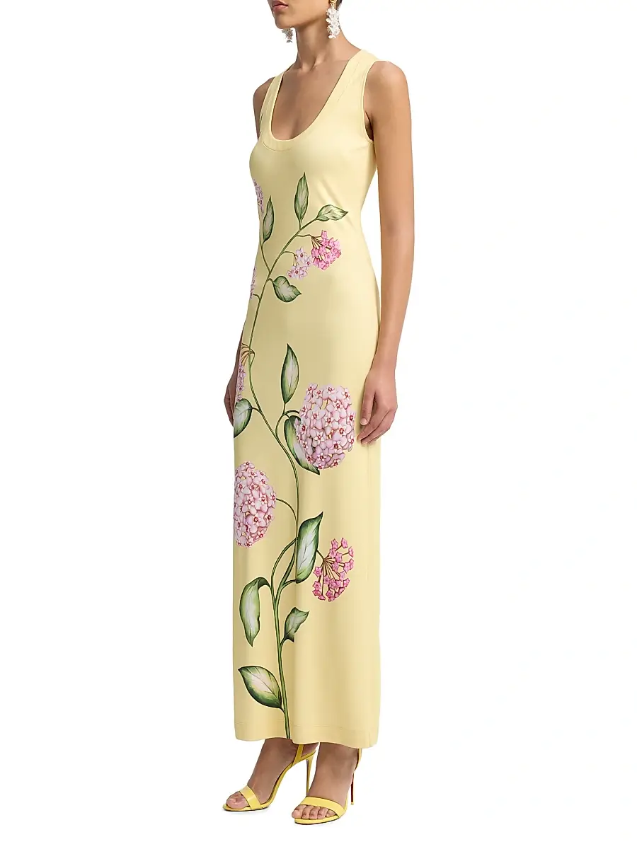 Oscar de la Renta Women's Porcelain Flower Jersey Gown - Pink Butter - Size 2 | Thumbnail 4 Oscar de la Renta Women's Porcelain Flower Jersey Gown - Pink Butter - Size 2 | Thumbnail 4