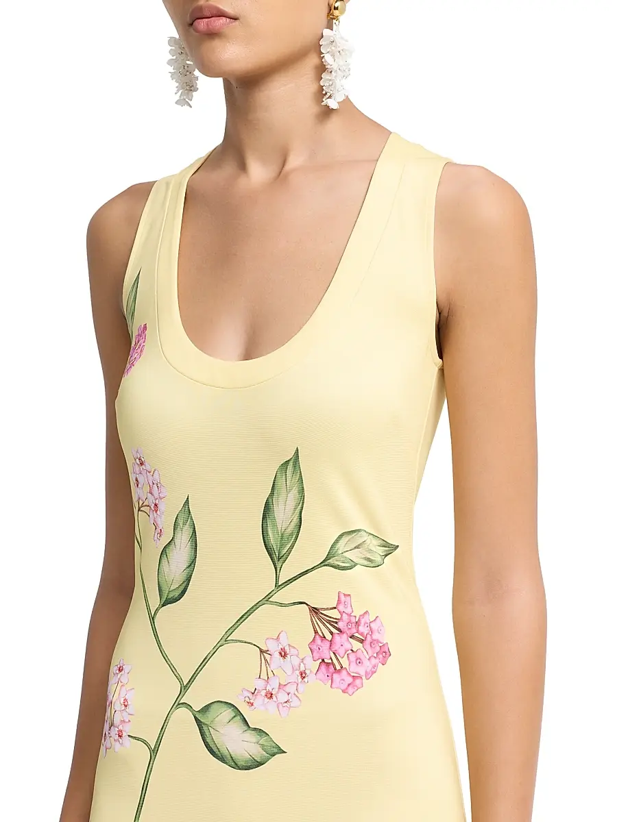 Oscar de la Renta Women's Porcelain Flower Jersey Gown - Pink Butter - Size 2 | Thumbnail 6 Oscar de la Renta Women's Porcelain Flower Jersey Gown - Pink Butter - Size 2 | Thumbnail 6