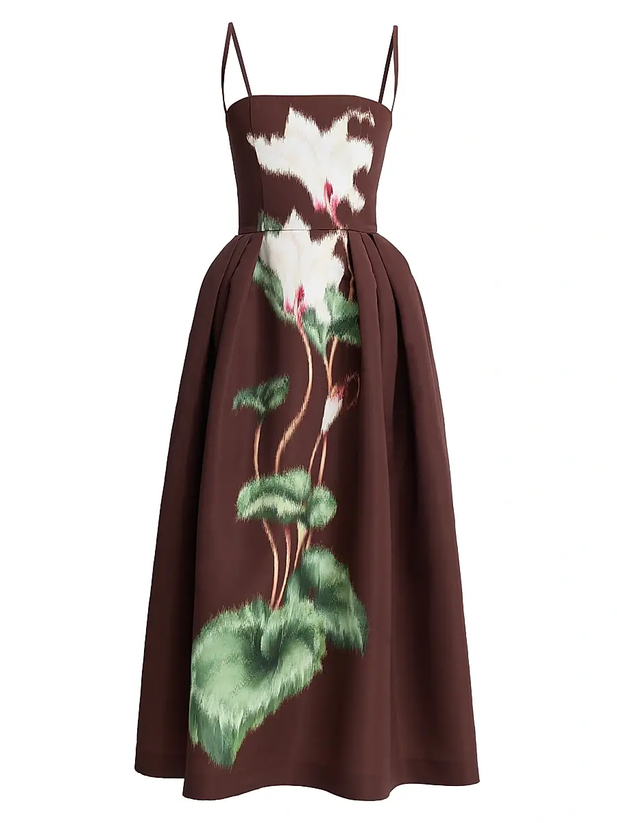 Oscar de la Renta Women's Cyclamen Faille Midi-Dress - White Mahogany | Image 1 Oscar de la Renta Women's Cyclamen Faille Midi-Dress - White Mahogany | Image 1