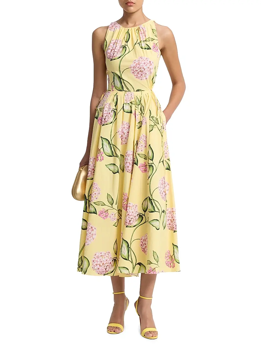 Oscar de la Renta Women's Poplin Day Midi-Dress - Pink Butter | Thumbnail 2