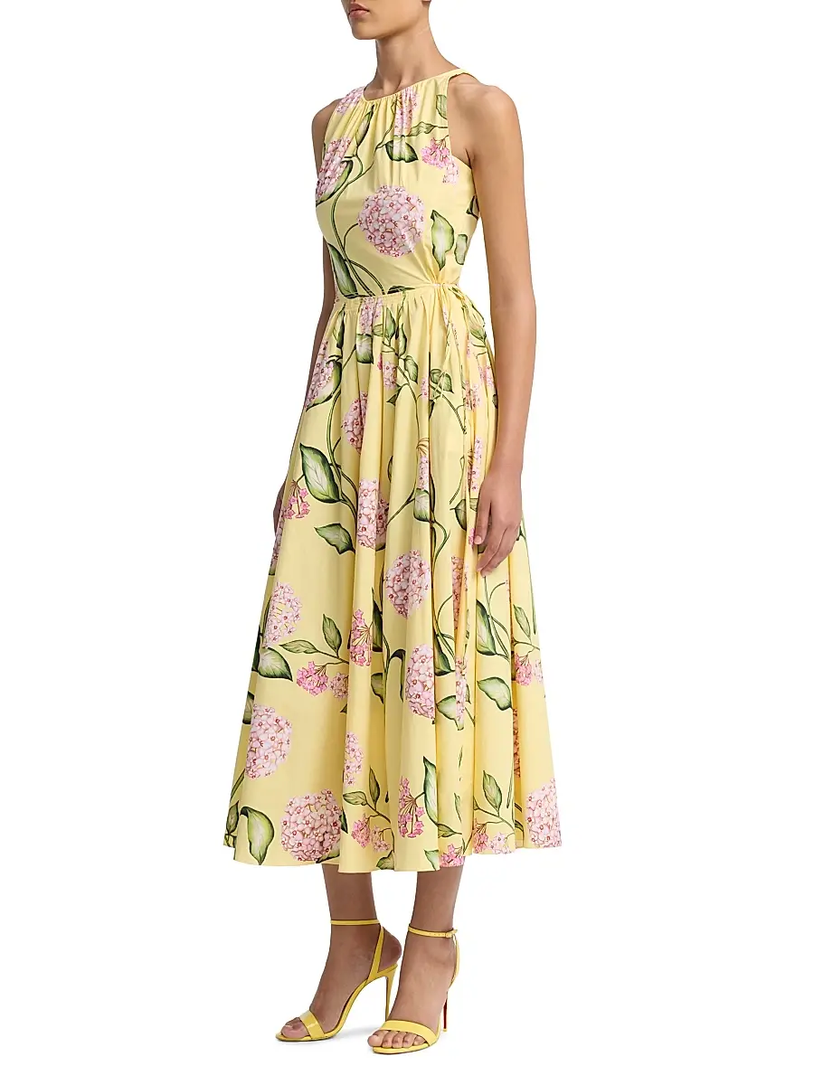 Oscar de la Renta Women's Poplin Day Midi-Dress - Pink Butter | Thumbnail 4
