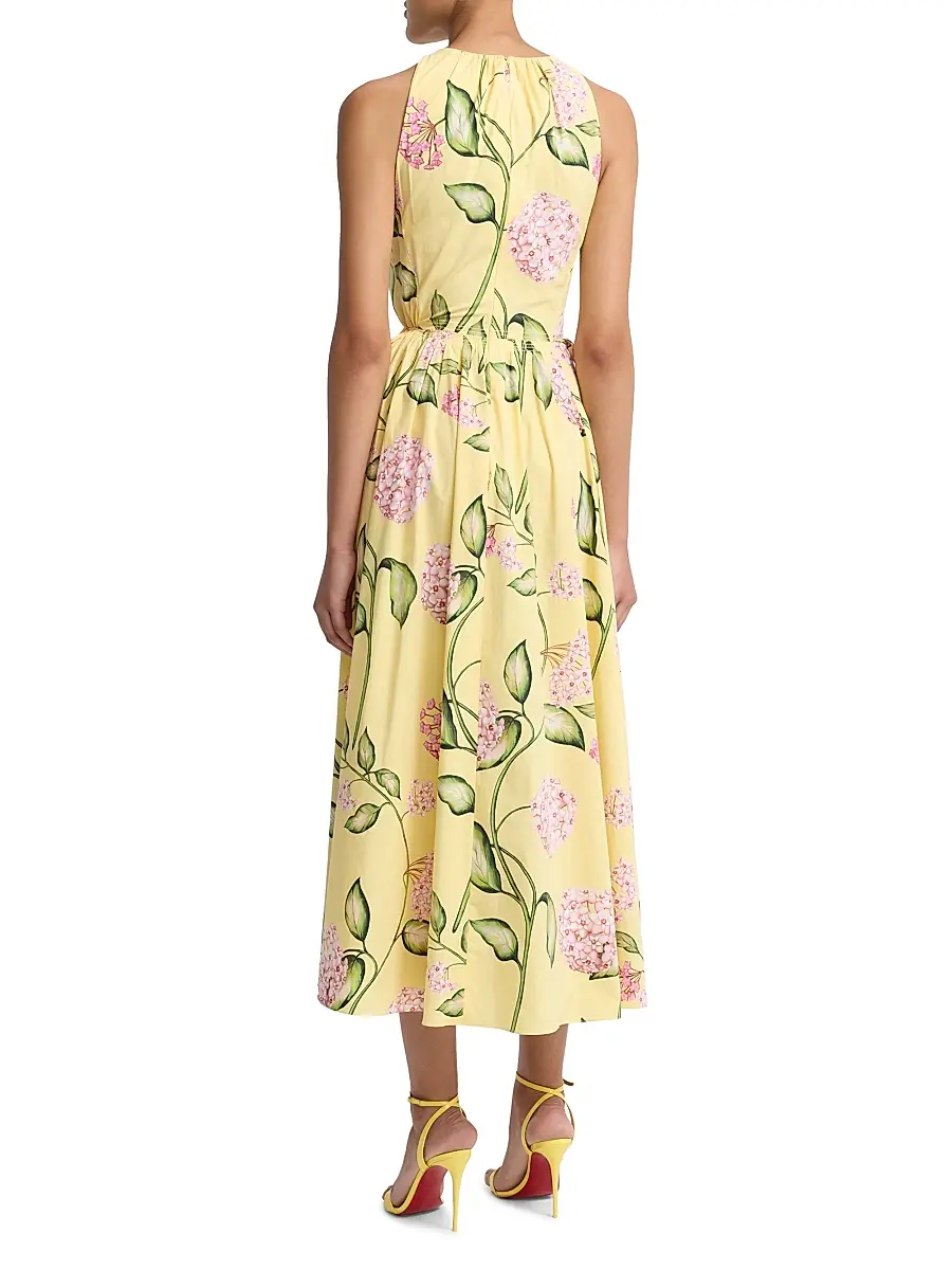 Oscar de la Renta Women's Poplin Day Midi-Dress - Pink Butter | Thumbnail 5
