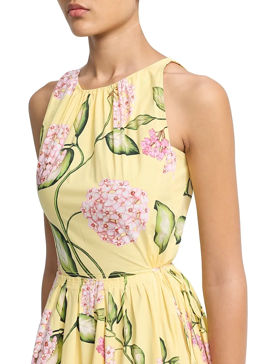 Oscar de la Renta Women's Poplin Day Midi-Dress - Pink Butter | Thumbnail 6