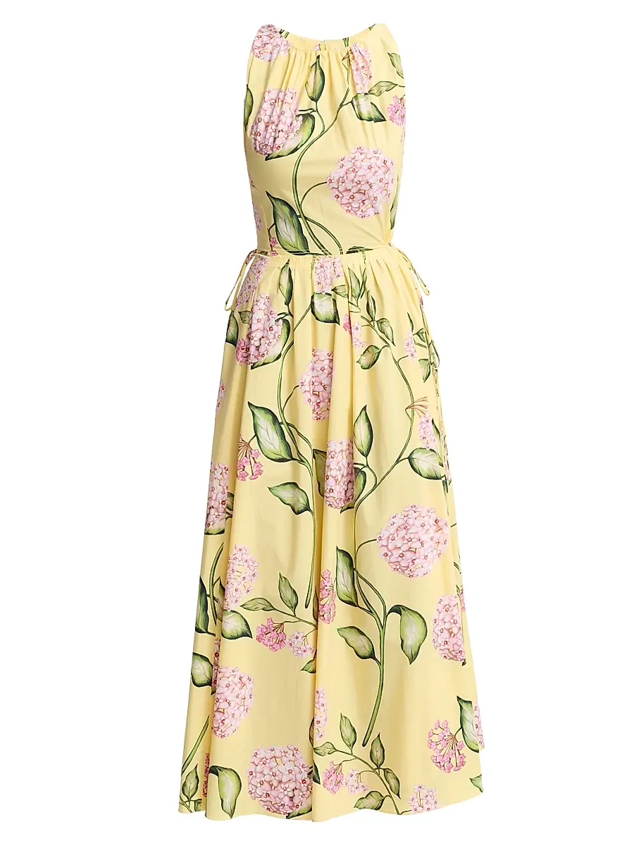 Oscar de la Renta Women's Poplin Day Midi-Dress - Pink Butter | Image 1 Oscar de la Renta Women's Poplin Day Midi-Dress - Pink Butter | Image 1