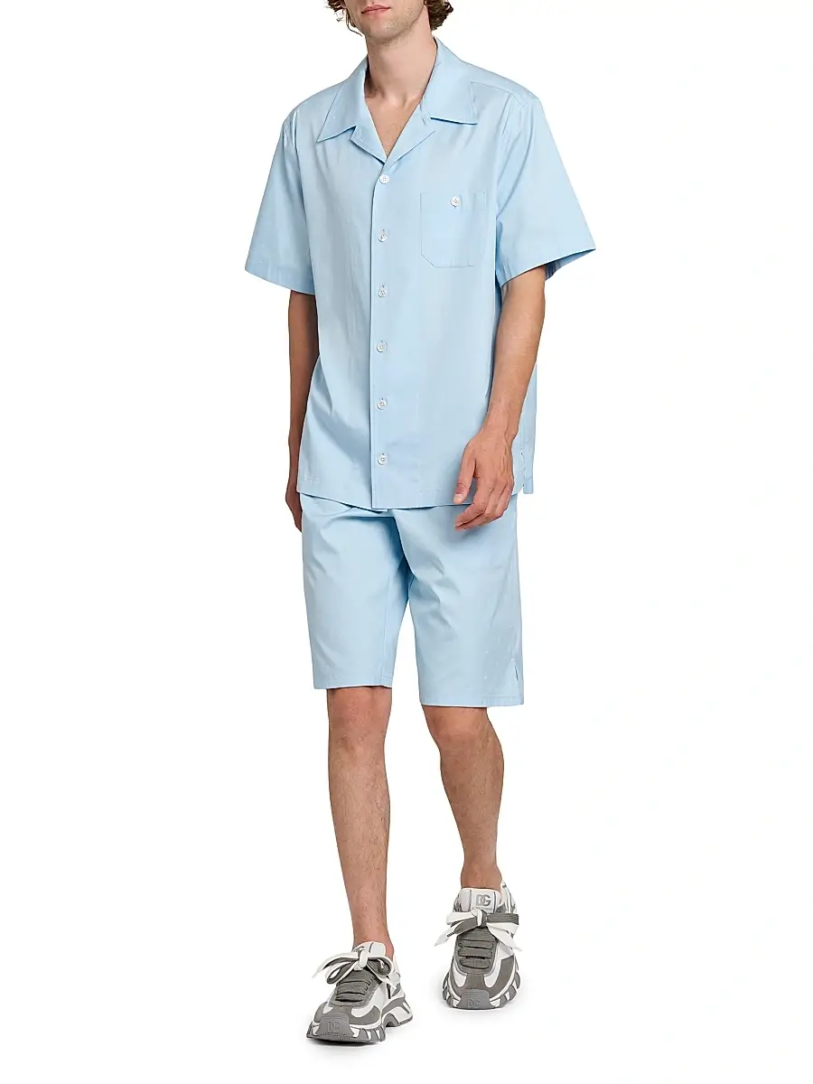 Dolce & Gabbana Men's Micro-Logo Cotton Poplin Short-Sleeve Shirt | Thumbnail 2 Dolce & Gabbana Men's Micro-Logo Cotton Poplin Short-Sleeve Shirt | Thumbnail 2