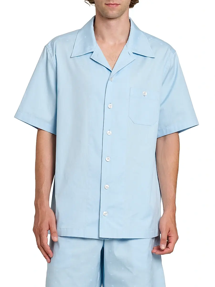 Dolce & Gabbana Men's Micro-Logo Cotton Poplin Short-Sleeve Shirt | Thumbnail 3 Dolce & Gabbana Men's Micro-Logo Cotton Poplin Short-Sleeve Shirt | Thumbnail 3