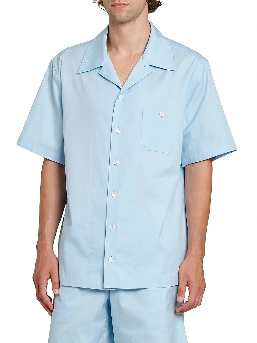 Dolce & Gabbana Men's Micro-Logo Cotton Poplin Short-Sleeve Shirt | Thumbnail 4 Dolce & Gabbana Men's Micro-Logo Cotton Poplin Short-Sleeve Shirt | Thumbnail 4