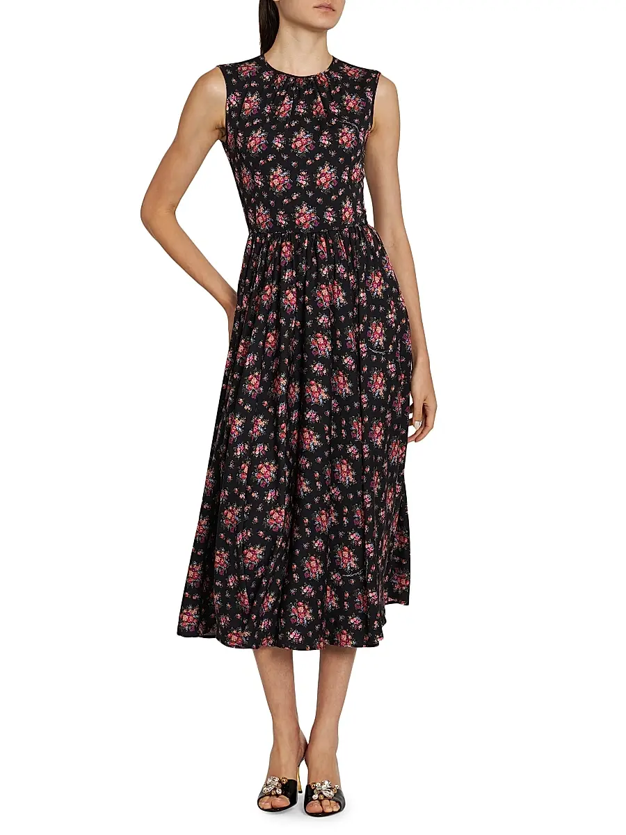 Dolce & Gabbana Women's Floral Silk-Blend Midi-Dress | Thumbnail 3 Dolce & Gabbana Women's Floral Silk-Blend Midi-Dress | Thumbnail 3