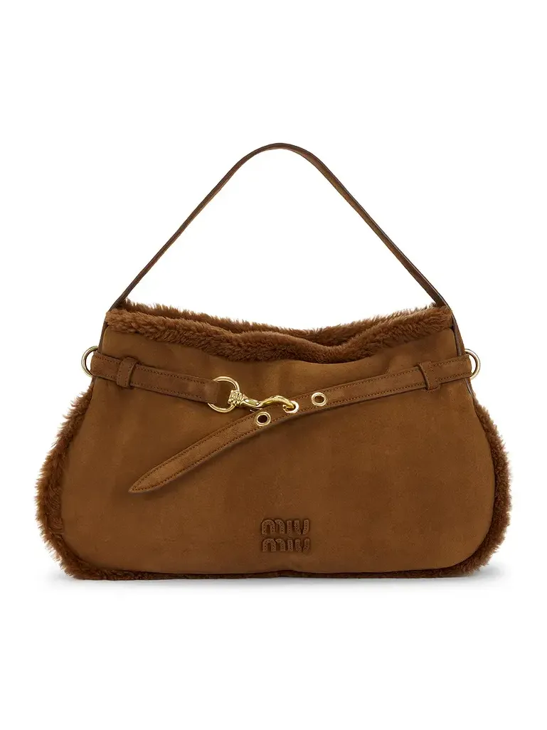 Miu Miu Aventure Camoscio Shearling Bag