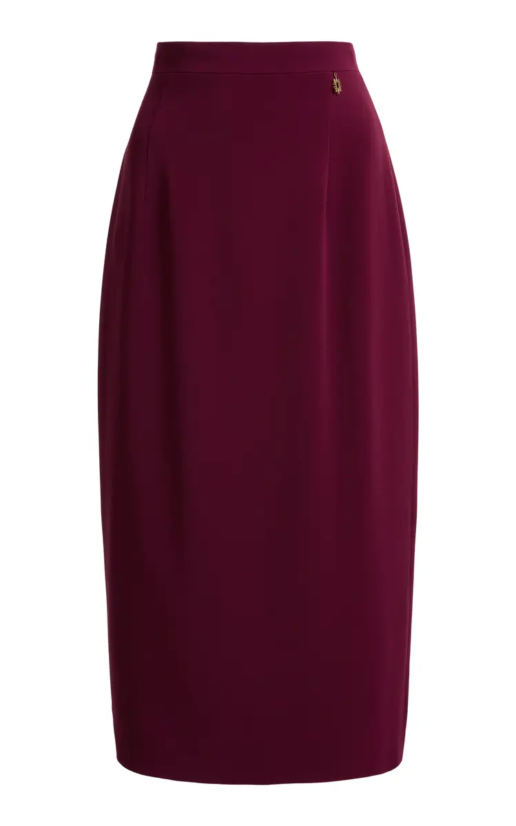 Zuhair Murad Heavy Cady Silk-Blend Midi Skirt