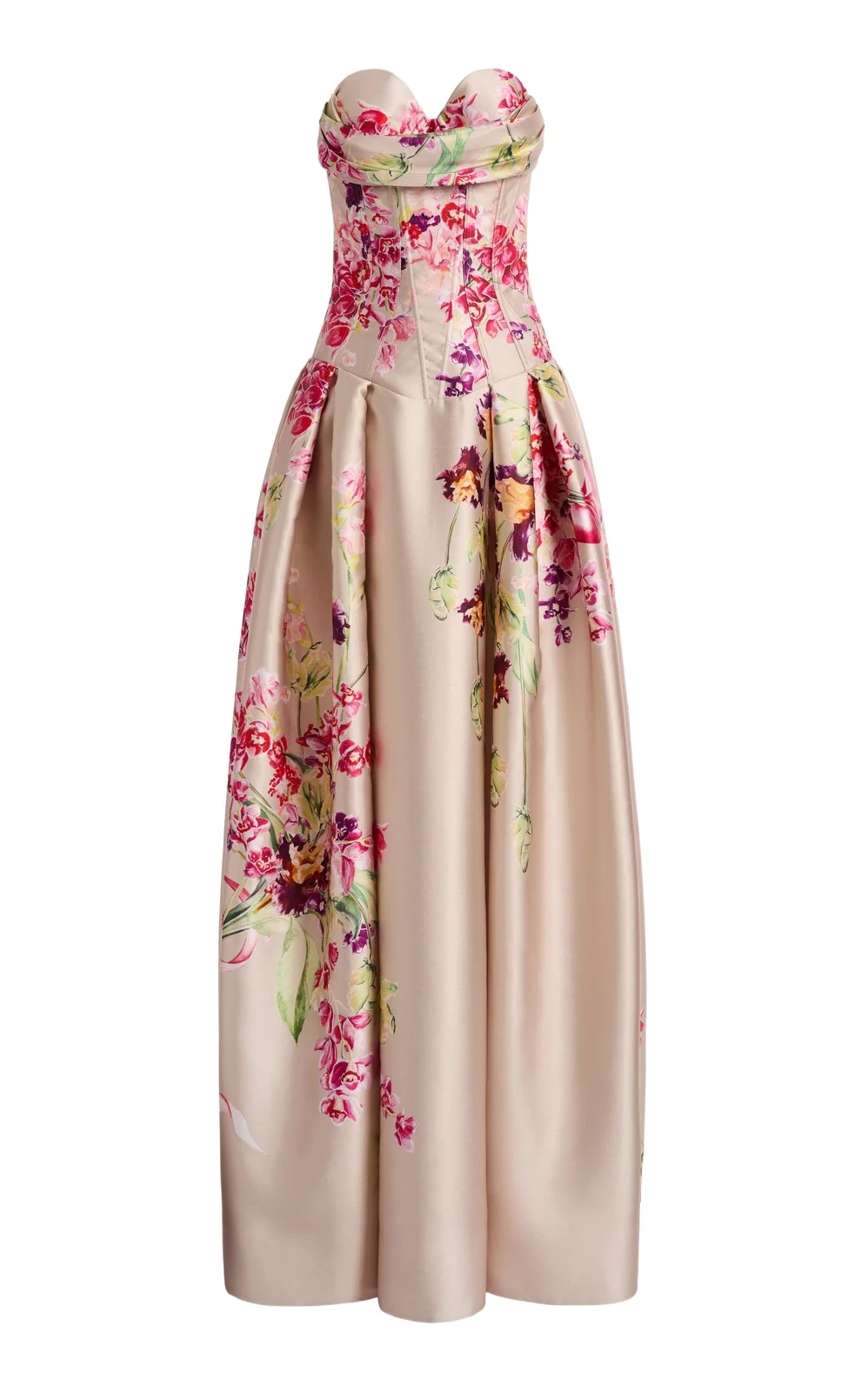 Zuhair Murad Mikado Bouquet Silk-Blend Maxi Dress
