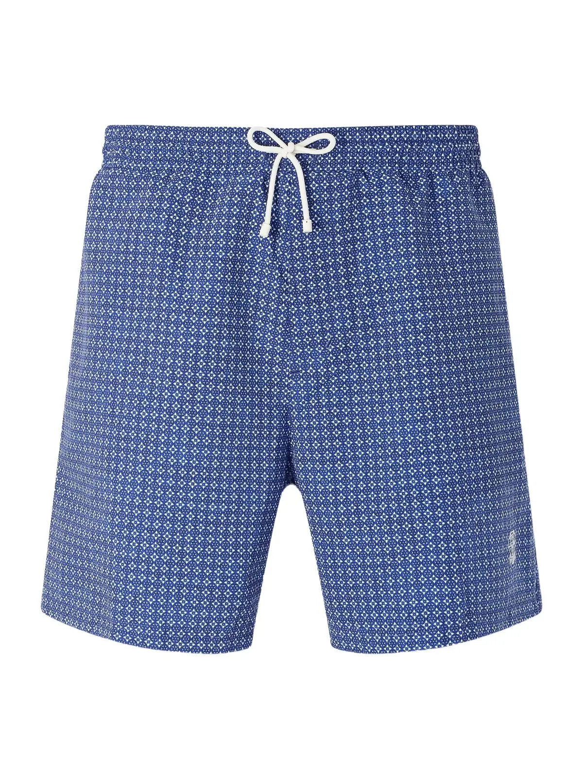Straight-Leg Mid-Length Logo-Embroidered Printed Swim Shorts - Men Straight-Leg Mid-Length Logo-Embroidered Printed Swim Shorts - Men