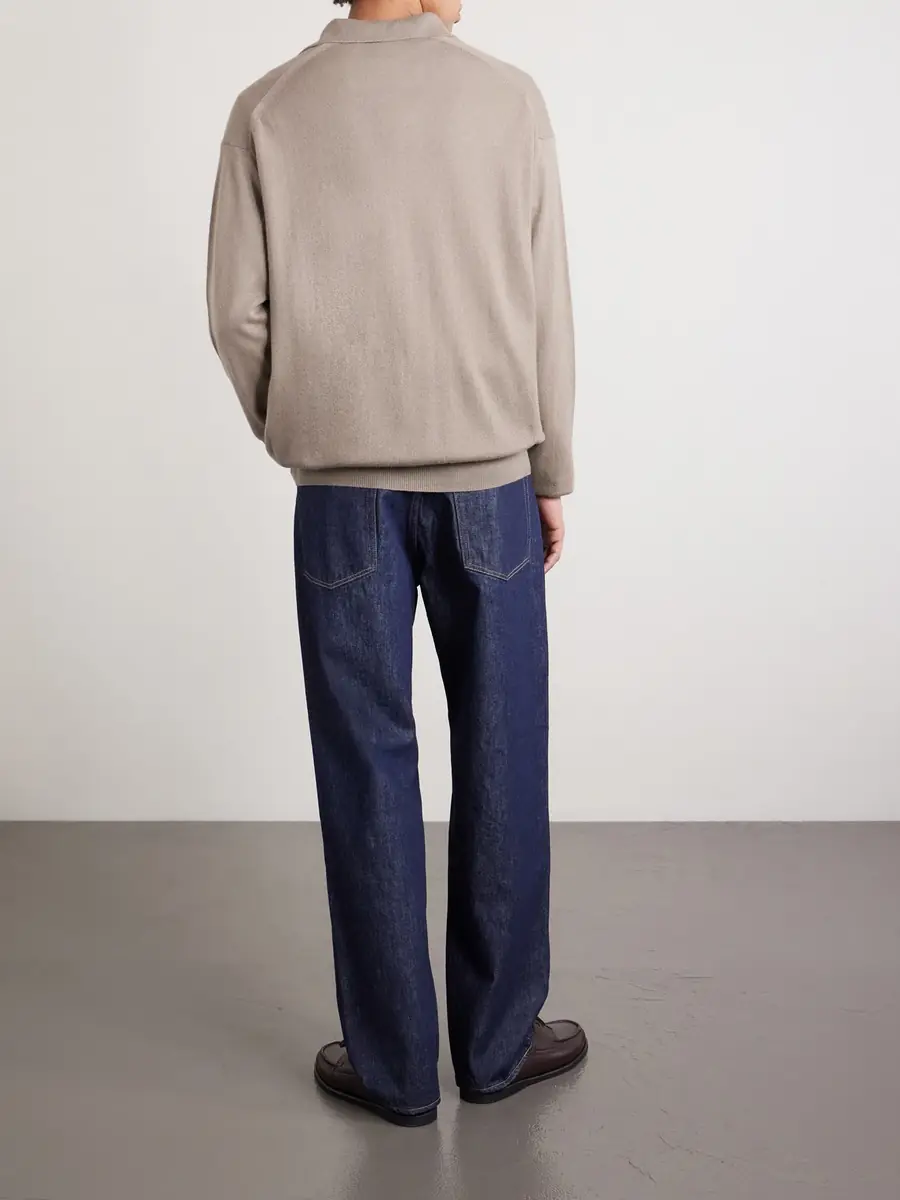 Auralee Open-Collar Cashmere and Silk-Blend Polo Shirt - Men | Thumbnail 4 Auralee Open-Collar Cashmere and Silk-Blend Polo Shirt - Men | Thumbnail 4