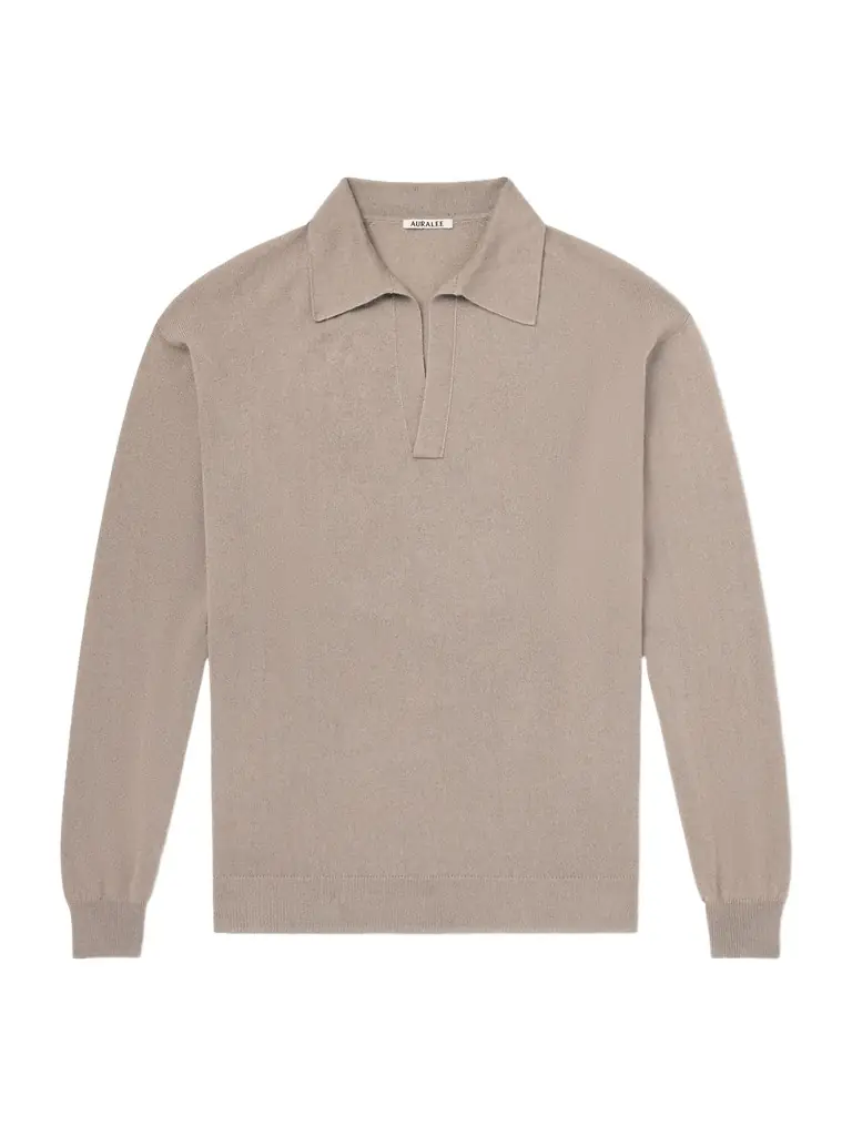 Auralee Open-Collar Cashmere and Silk-Blend Polo Shirt - Men | Image 1 Auralee Open-Collar Cashmere and Silk-Blend Polo Shirt - Men | Image 1