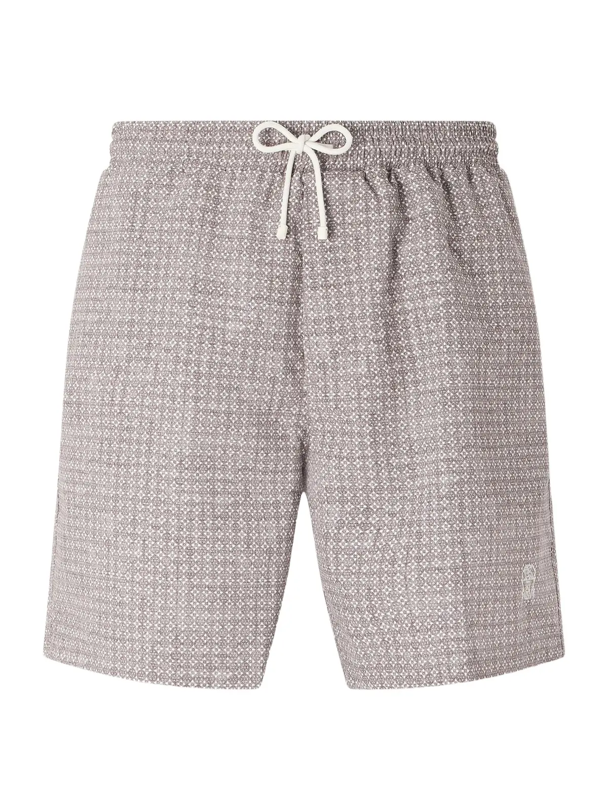 Straight-Leg Mid-Length Logo-Embroidered Printed Swim Shorts - Men Straight-Leg Mid-Length Logo-Embroidered Printed Swim Shorts - Men
