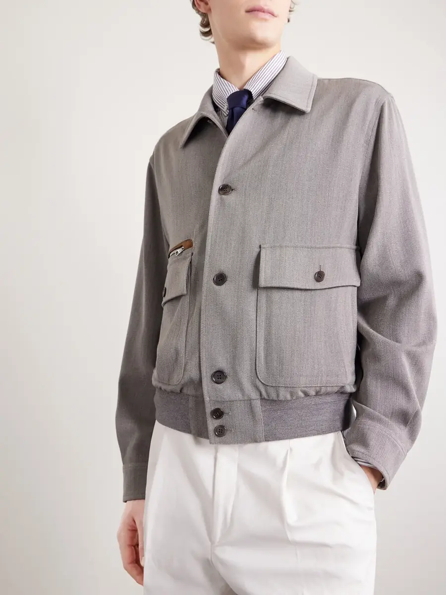 dunhill Suede-Trimmed Wool Bomber Jacket - Men | Thumbnail 3 dunhill Suede-Trimmed Wool Bomber Jacket - Men | Thumbnail 3