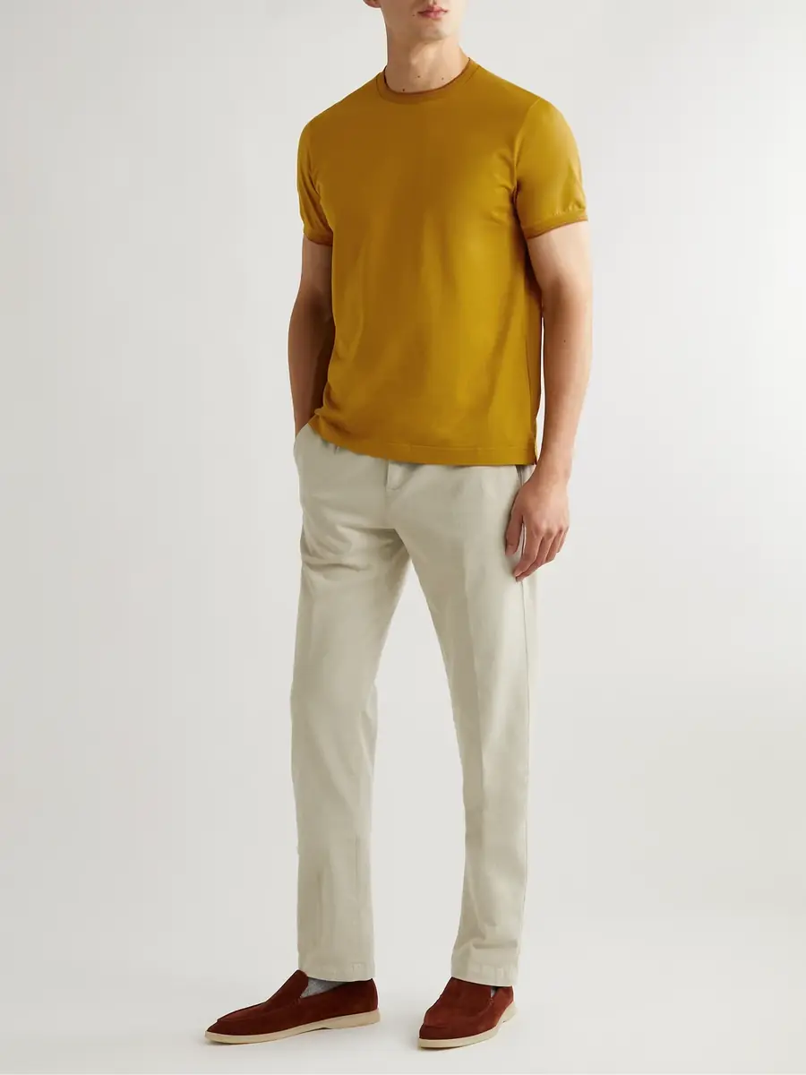 Loro Piana Contrast-Tipped Sea Island Cotton-Piqué T-shirt - Men | Thumbnail 2 Loro Piana Contrast-Tipped Sea Island Cotton-Piqué T-shirt - Men | Thumbnail 2