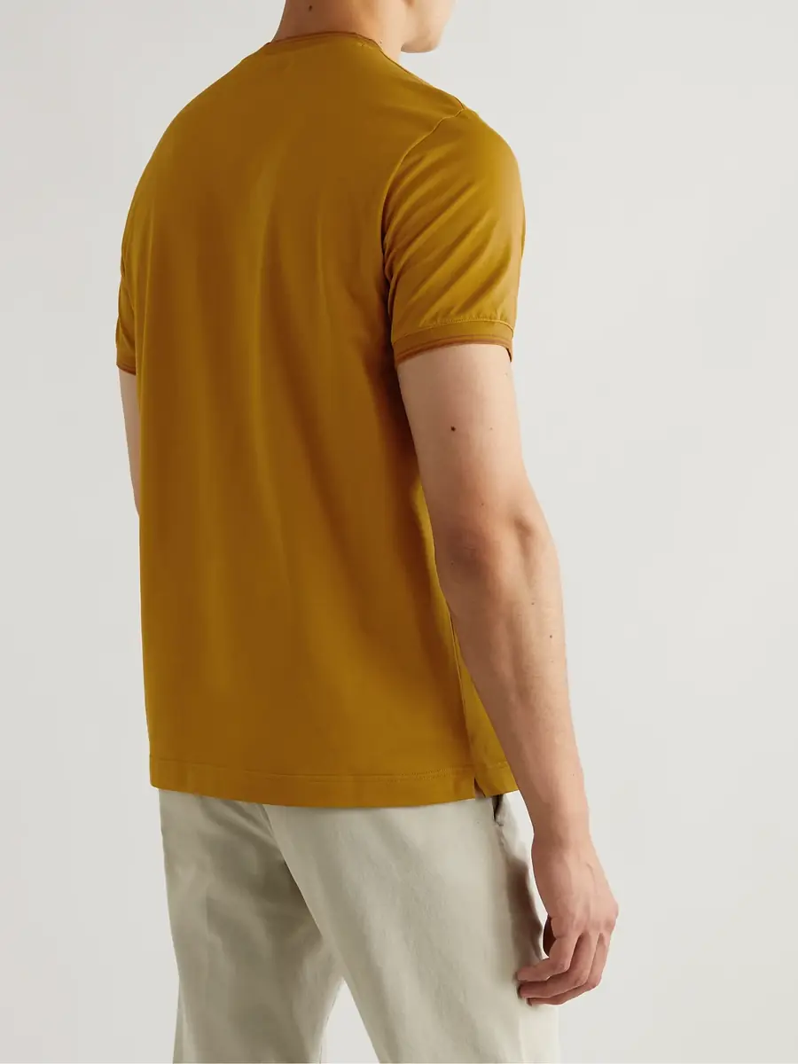 Loro Piana Contrast-Tipped Sea Island Cotton-Piqué T-shirt - Men | Thumbnail 3 Loro Piana Contrast-Tipped Sea Island Cotton-Piqué T-shirt - Men | Thumbnail 3