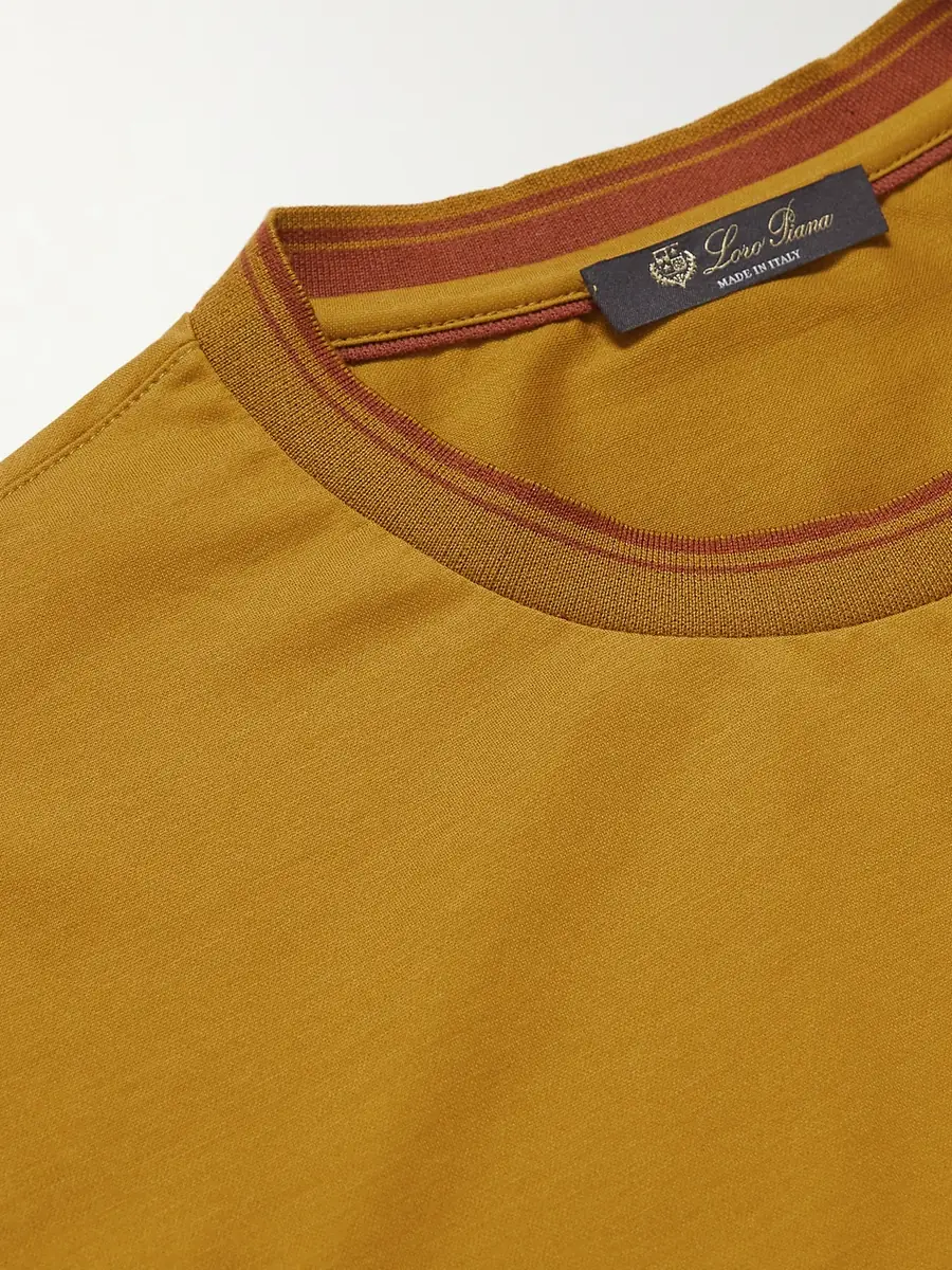 Loro Piana Contrast-Tipped Sea Island Cotton-Piqué T-shirt - Men | Thumbnail 4 Loro Piana Contrast-Tipped Sea Island Cotton-Piqué T-shirt - Men | Thumbnail 4