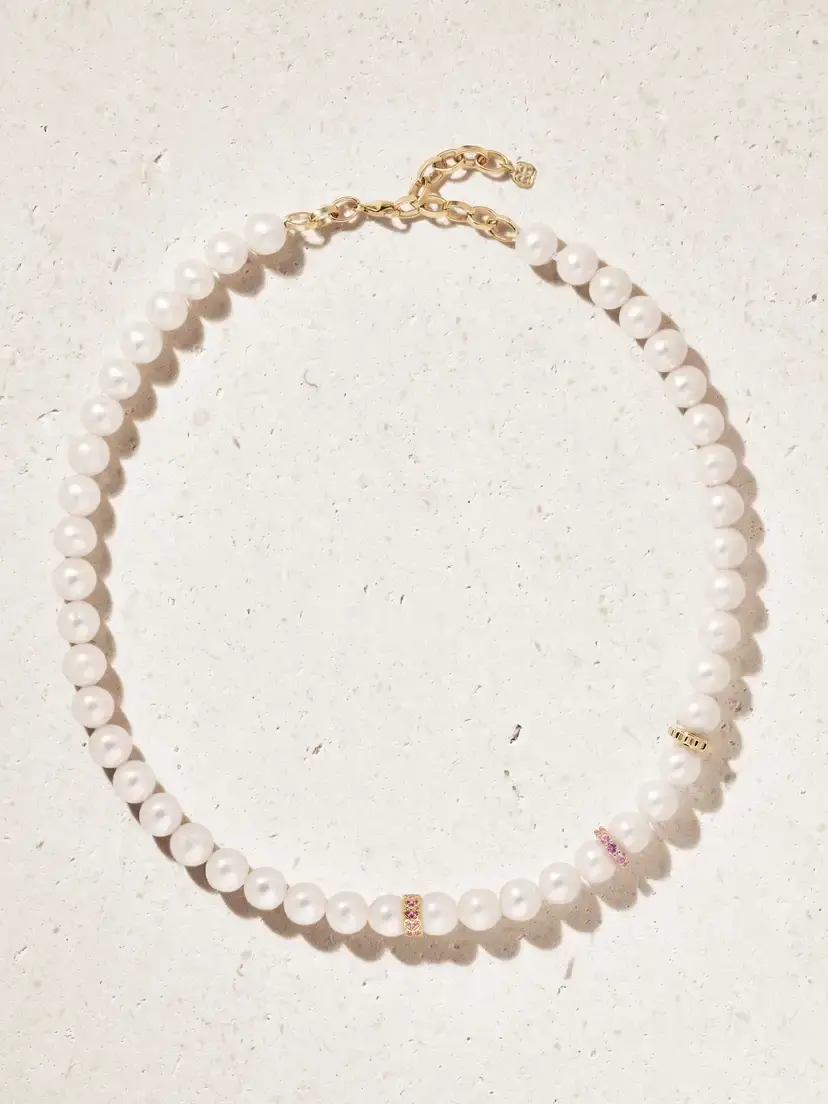 Sydney Evan 14-karat Gold, Sapphire And Pearl Necklace | Thumbnail 4