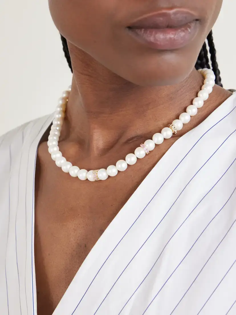 Sydney Evan 14-karat Gold, Sapphire And Pearl Necklace | Thumbnail 5