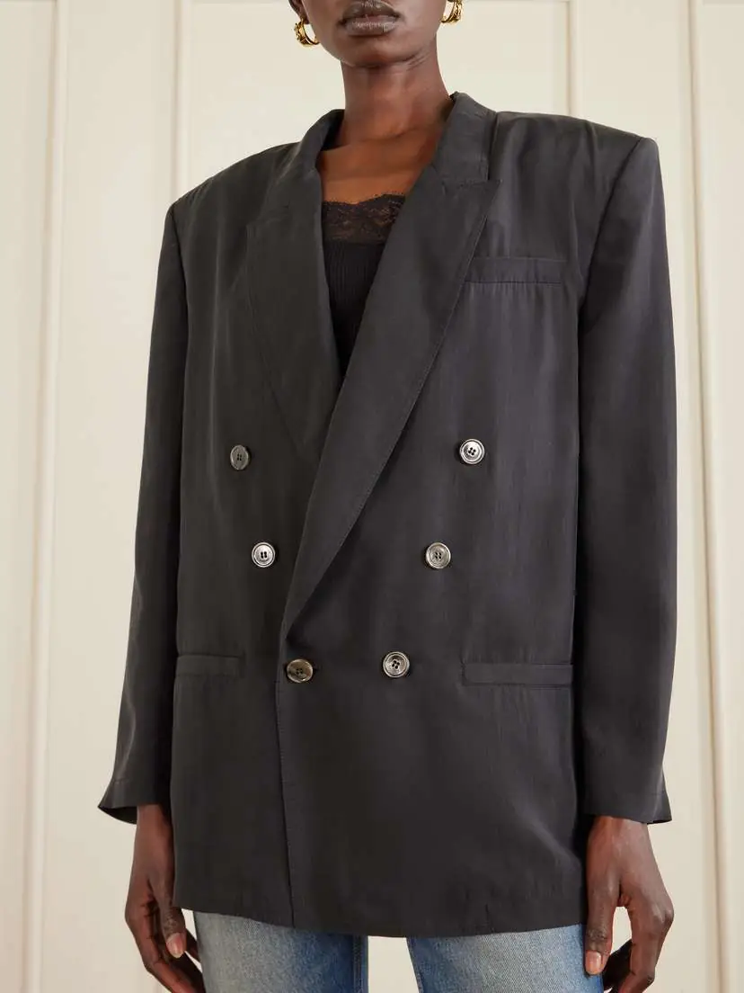 Saint Laurent Double-breasted Silk-habotai Blazer | Thumbnail 3 Saint Laurent Double-breasted Silk-habotai Blazer | Thumbnail 3