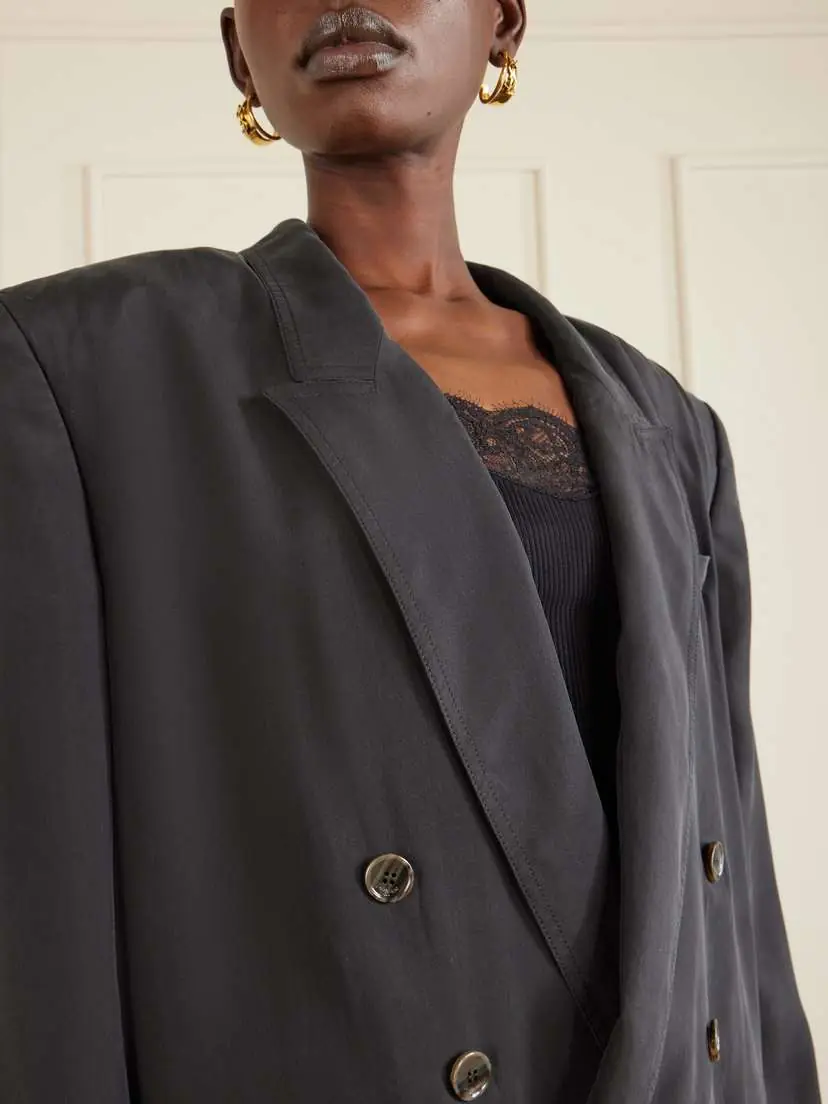 Saint Laurent Double-breasted Silk-habotai Blazer | Thumbnail 4 Saint Laurent Double-breasted Silk-habotai Blazer | Thumbnail 4
