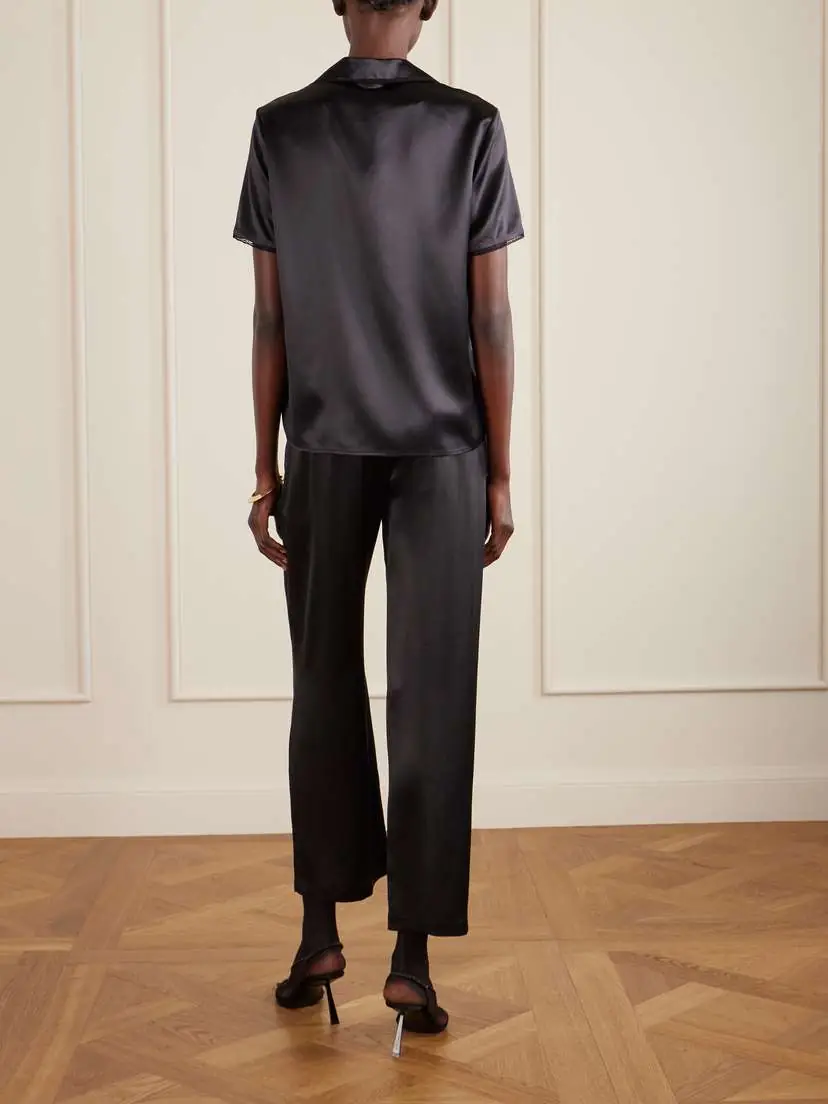 Saint Laurent Lace-trimmed Silk-satin Shirt | Thumbnail 3 Saint Laurent Lace-trimmed Silk-satin Shirt | Thumbnail 3