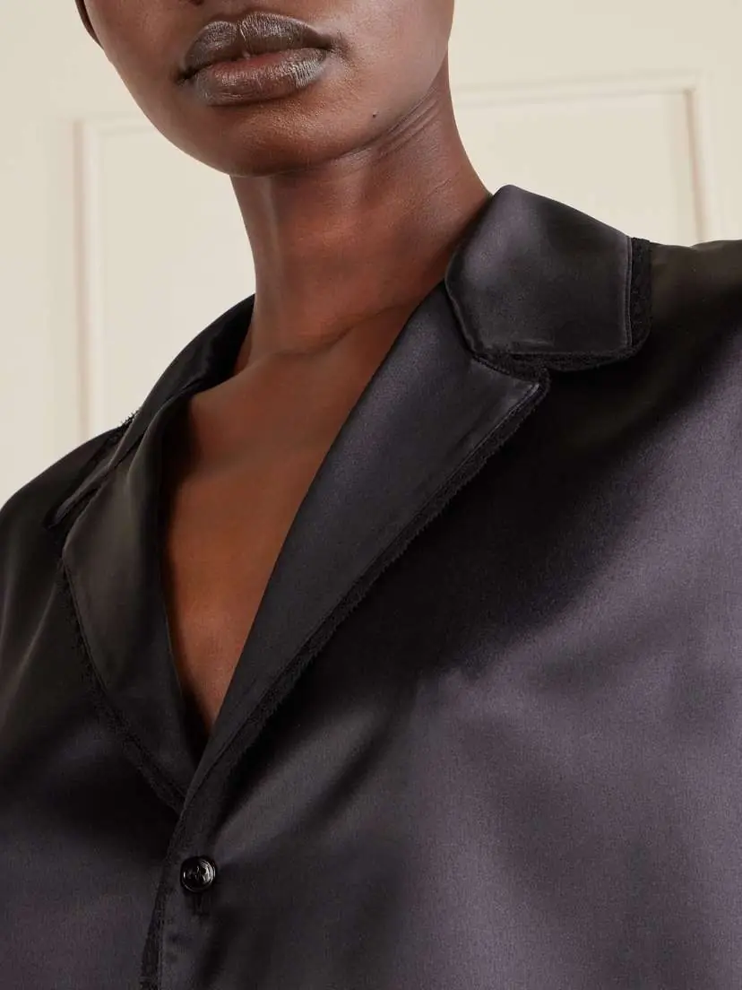 Saint Laurent Lace-trimmed Silk-satin Shirt | Thumbnail 4 Saint Laurent Lace-trimmed Silk-satin Shirt | Thumbnail 4