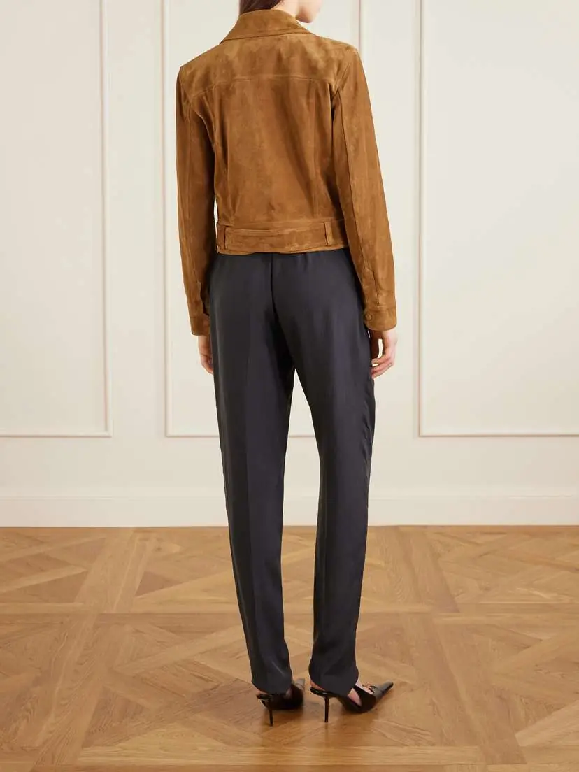 Saint Laurent Cropped Belted Suede Jacket | Thumbnail 4 Saint Laurent Cropped Belted Suede Jacket | Thumbnail 4