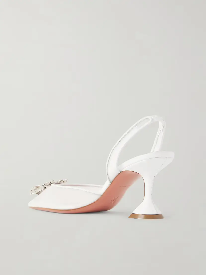 Amina Muaddi Begum Crystal-embellished Leather-trimmed Mesh Slingback Pumps | Thumbnail 3 Amina Muaddi Begum Crystal-embellished Leather-trimmed Mesh Slingback Pumps | Thumbnail 3