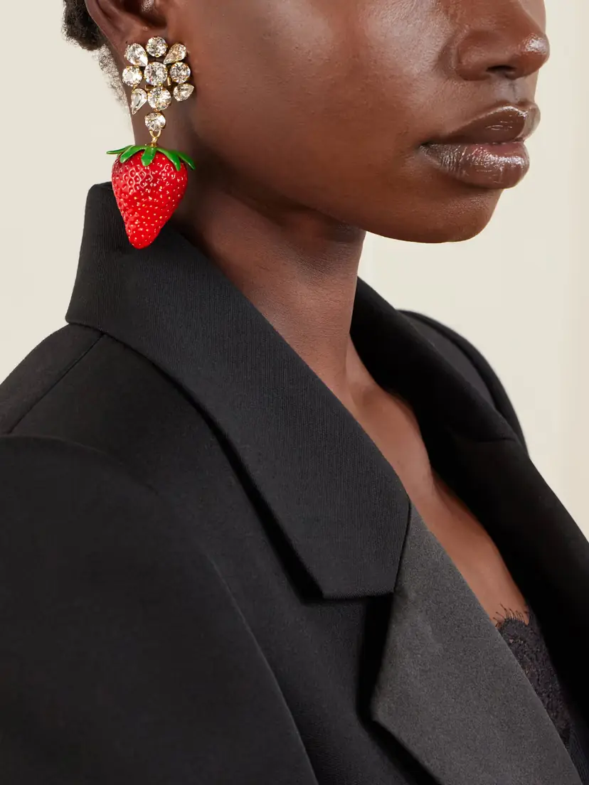 Saint Laurent Gold-tone, Crystal And Resin Clip Earrings | Thumbnail 2 Saint Laurent Gold-tone, Crystal And Resin Clip Earrings | Thumbnail 2
