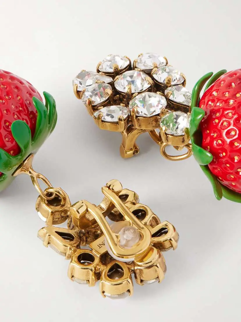 Saint Laurent Gold-tone, Crystal And Resin Clip Earrings | Thumbnail 3 Saint Laurent Gold-tone, Crystal And Resin Clip Earrings | Thumbnail 3