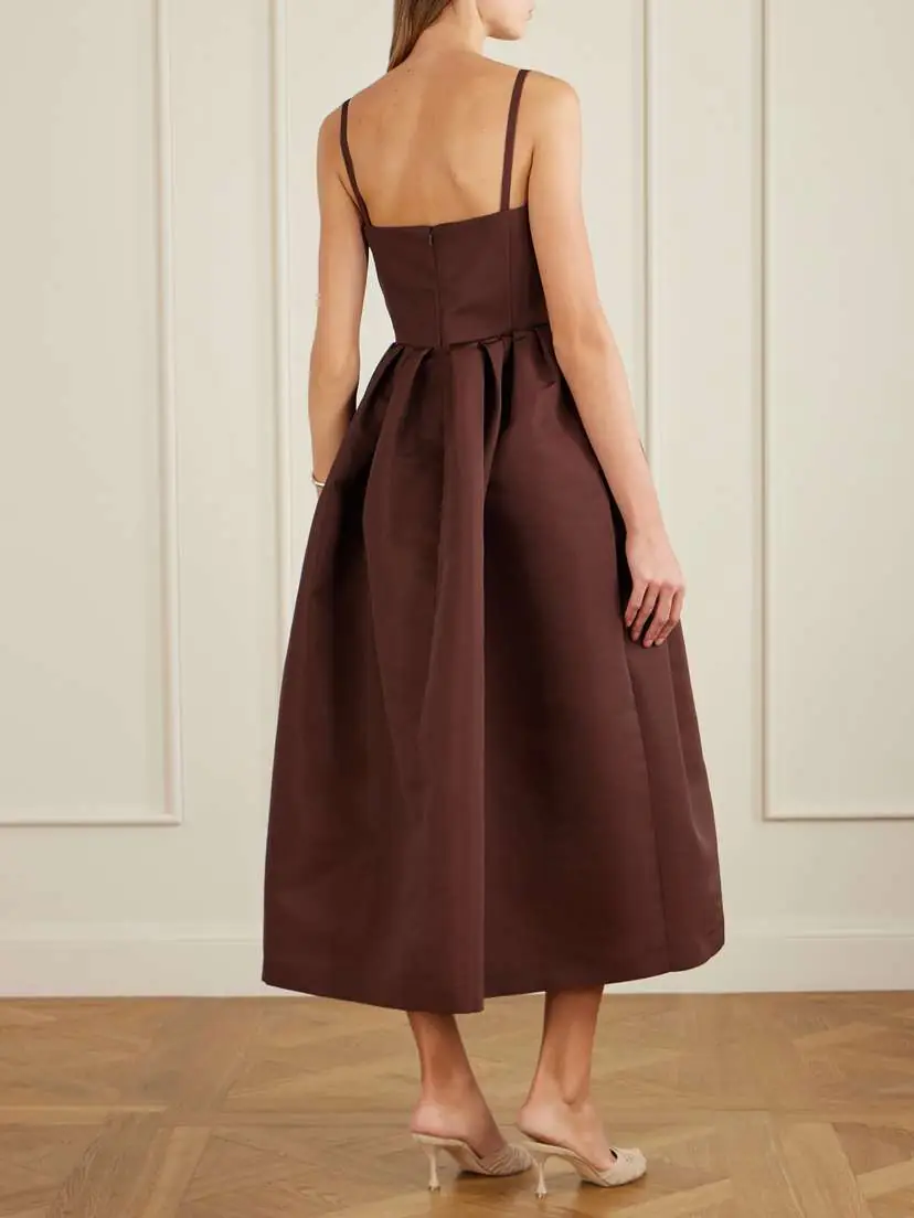Oscar de la Renta Pleated Floral-print Faille Midi Dress | Thumbnail 3 Oscar de la Renta Pleated Floral-print Faille Midi Dress | Thumbnail 3