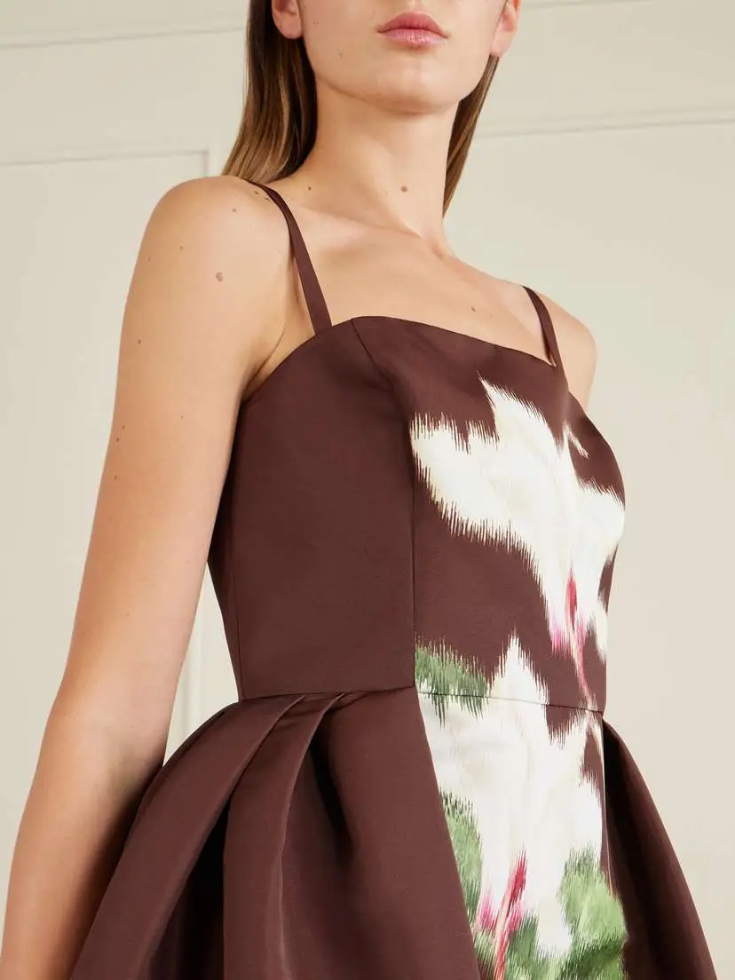 Oscar de la Renta Pleated Floral-print Faille Midi Dress | Thumbnail 4 Oscar de la Renta Pleated Floral-print Faille Midi Dress | Thumbnail 4