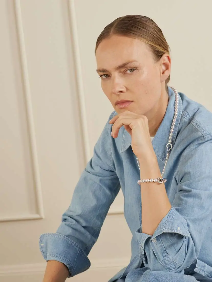 Mikimoto 18-karat White Gold Sapphire, Diamond And Pearl Bracelet | Thumbnail 3 Mikimoto 18-karat White Gold Sapphire, Diamond And Pearl Bracelet | Thumbnail 3