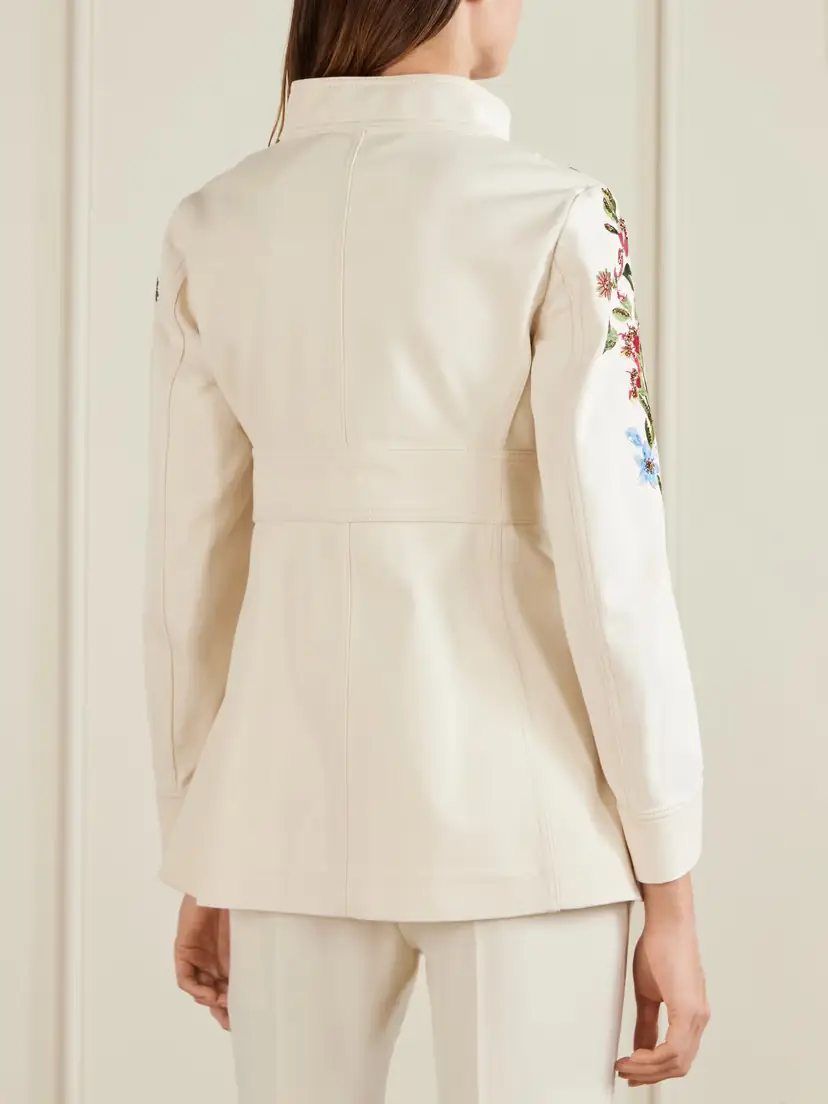 Valentino Garavani Belted Embellished Embroidered Denim Jacket | Thumbnail 3 Valentino Garavani Belted Embellished Embroidered Denim Jacket | Thumbnail 3